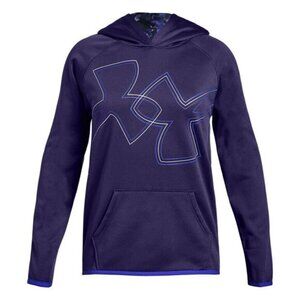Girls Under Armor Dual Logo Hoodie Sweatshirt YLG Youth Large Purple 1317812
